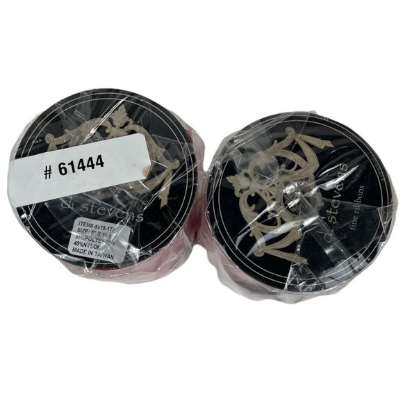 D Stevens Fine Wired Ribbon Red Flocked Damask  5” X 10yd NIP Christmas 2 Rolls - Picture 3 of 3